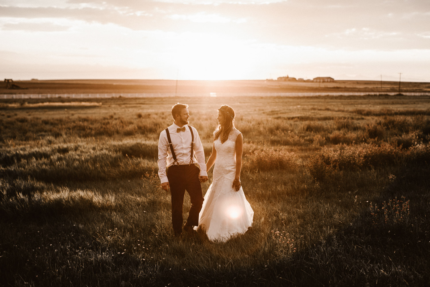 Swiss destination wedding photographer Colorado Denver Vintage Wedding bridal couple session sunset