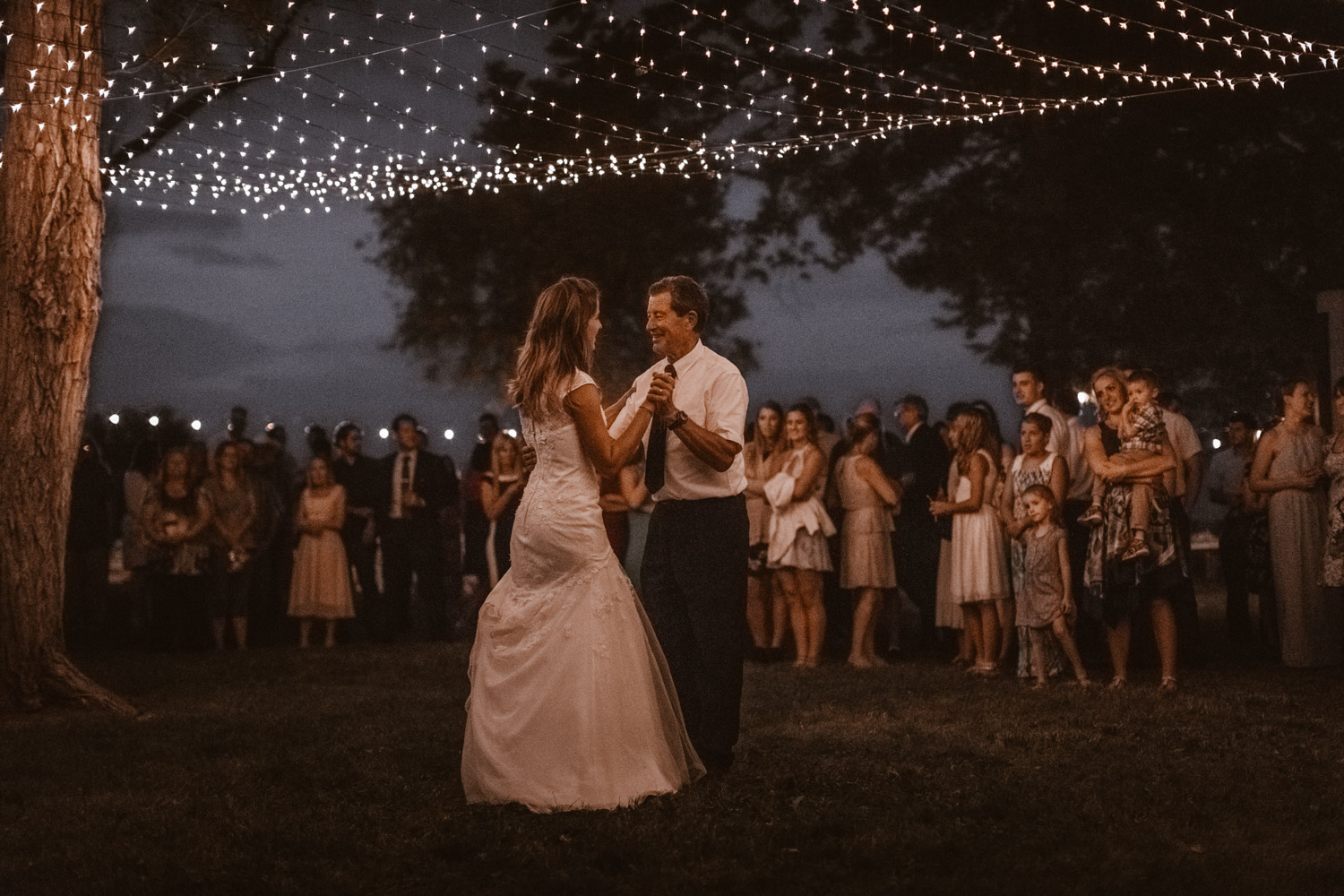 Swiss destination wedding photographer Colorado Denver Vintage Wedding barn wedding father daughter dance