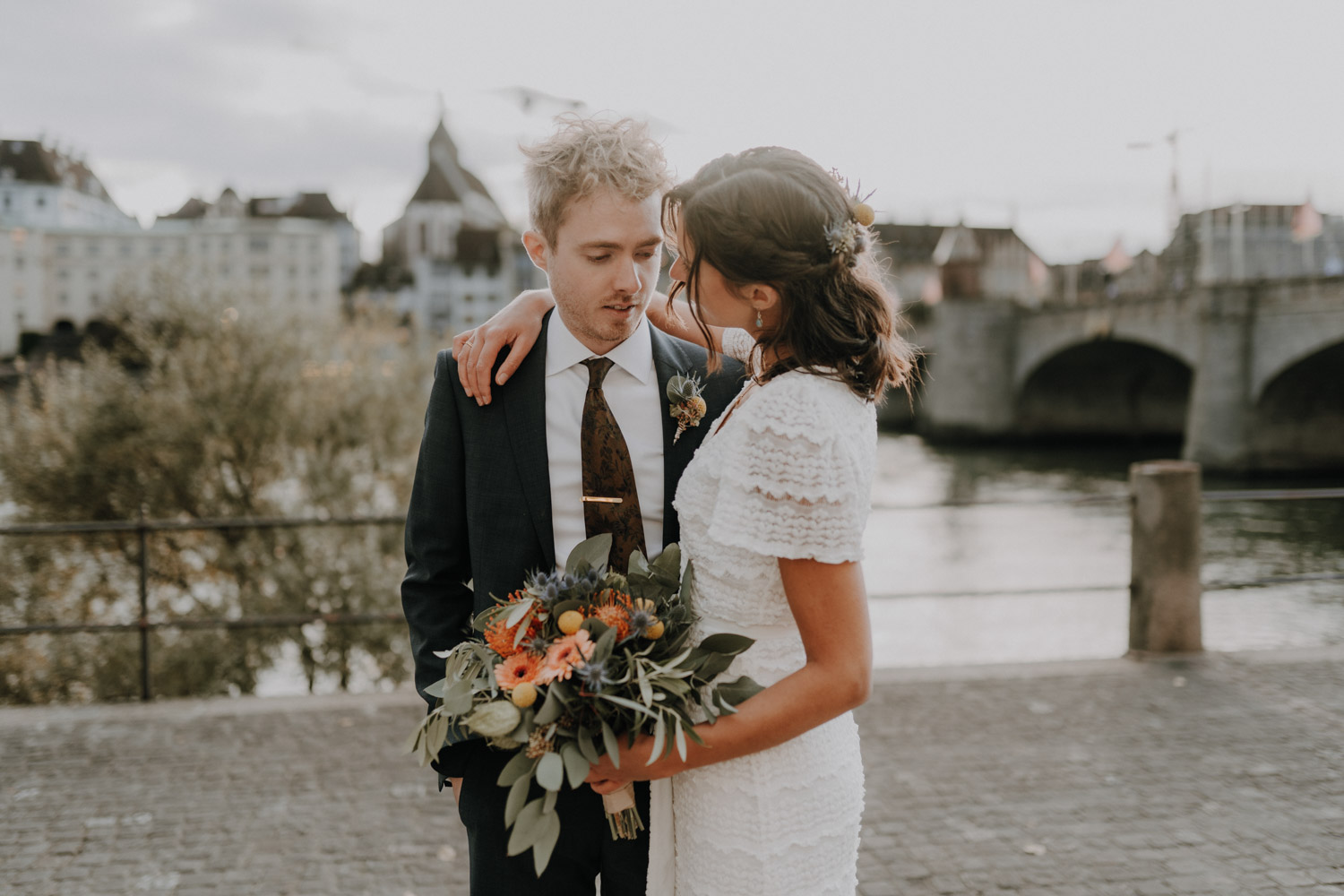 A modern urban civil wedding in the city of Basel in Switzerland photographed by a wedding photographer in Switzerland