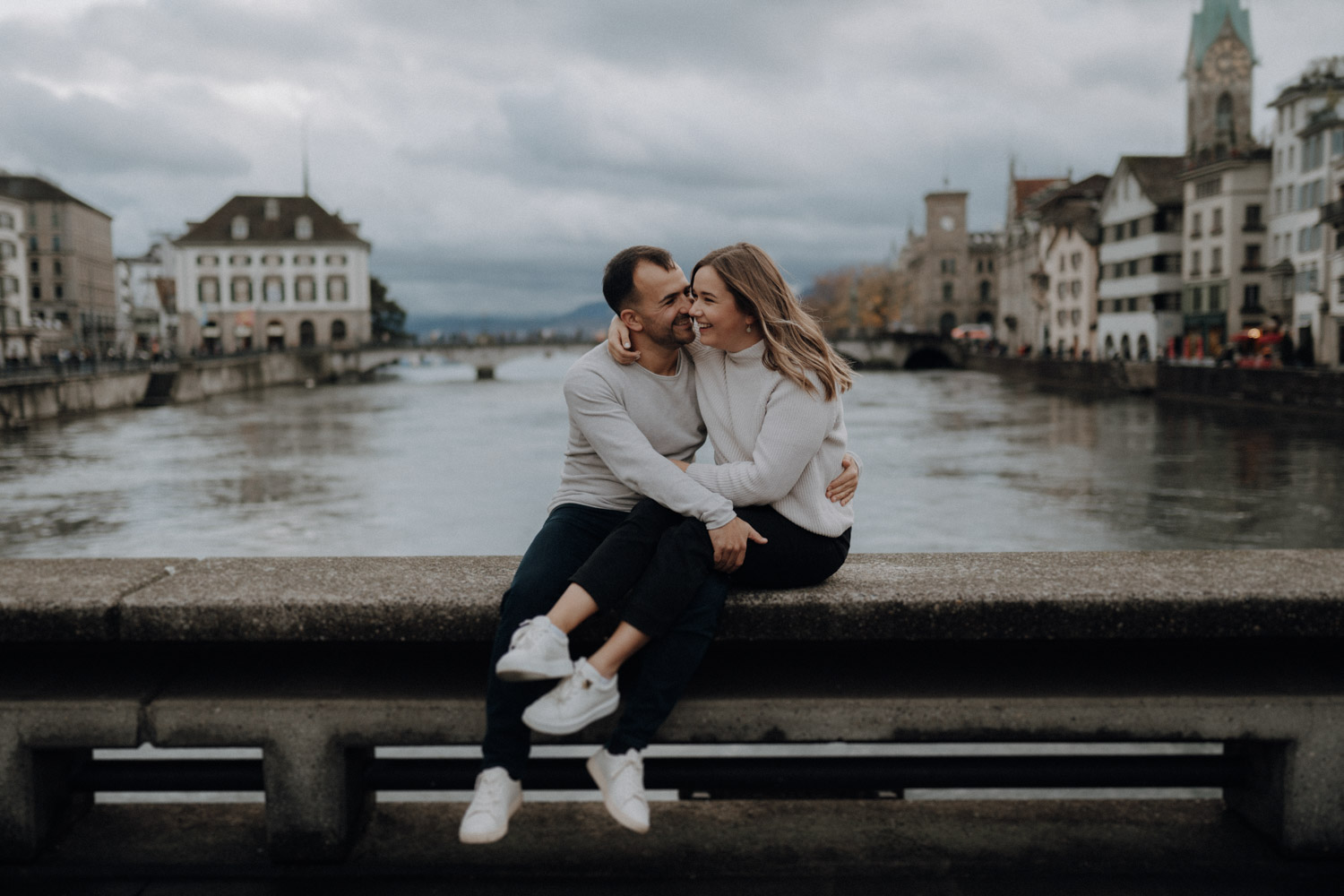 Urban City Couple Shoot in Zurich, Switzerland photographed by Swiss Wedding Photographer